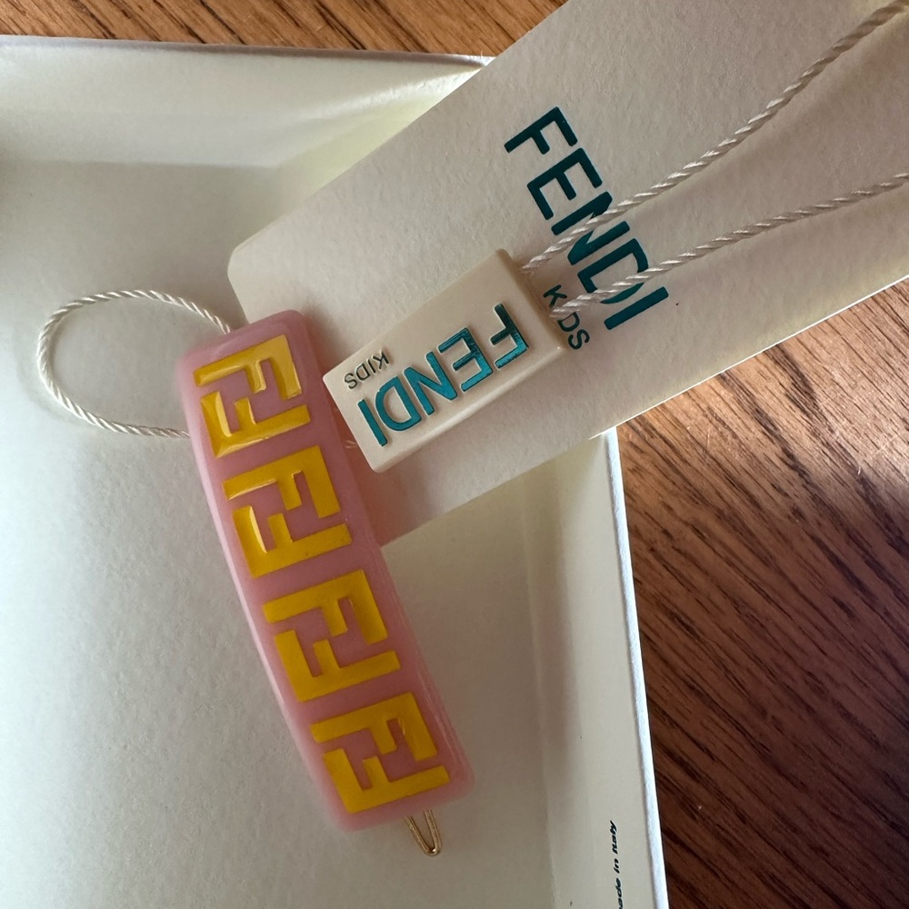Fendi Pink and Yellow Logo Hair Clip